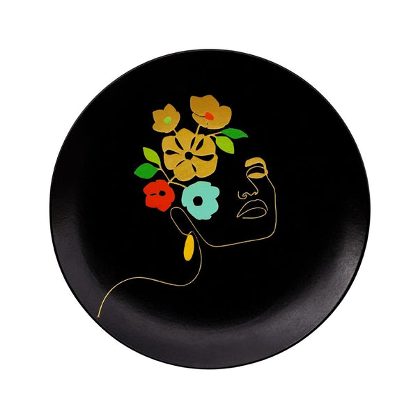 Petite Florals Wall Plates Decoration | Home Decor & Personalised Gift | Female Line Art Wall Plate | Buy online India